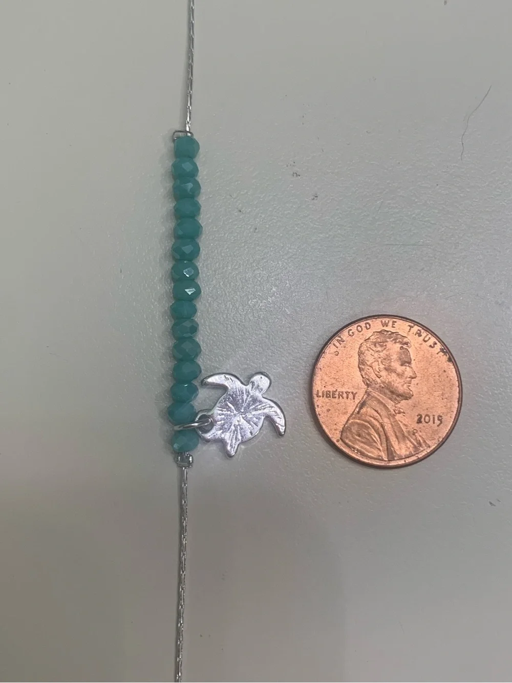 Turquoise Beaded Turtle Anklet Silver Adjustable Beach Dainty Summer Jewelry